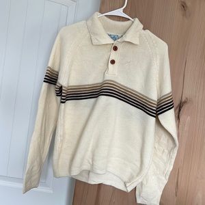 Cream striped dad sweater, size S